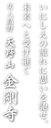 いにしえの流れに思いを馳せ、未来へと受け継ぐ 女人高野 天野山金剛寺